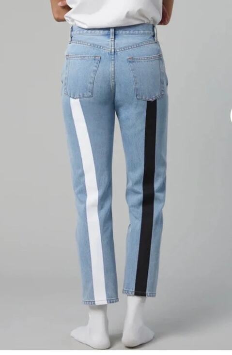 Still Here Denim - STILL HERE Tate jeans Sz. 26 black & white stripes vintage blue street wear